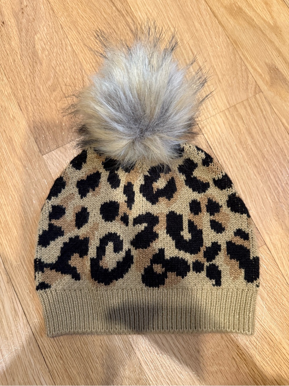 J. Crew Leopard Pompom Beanie